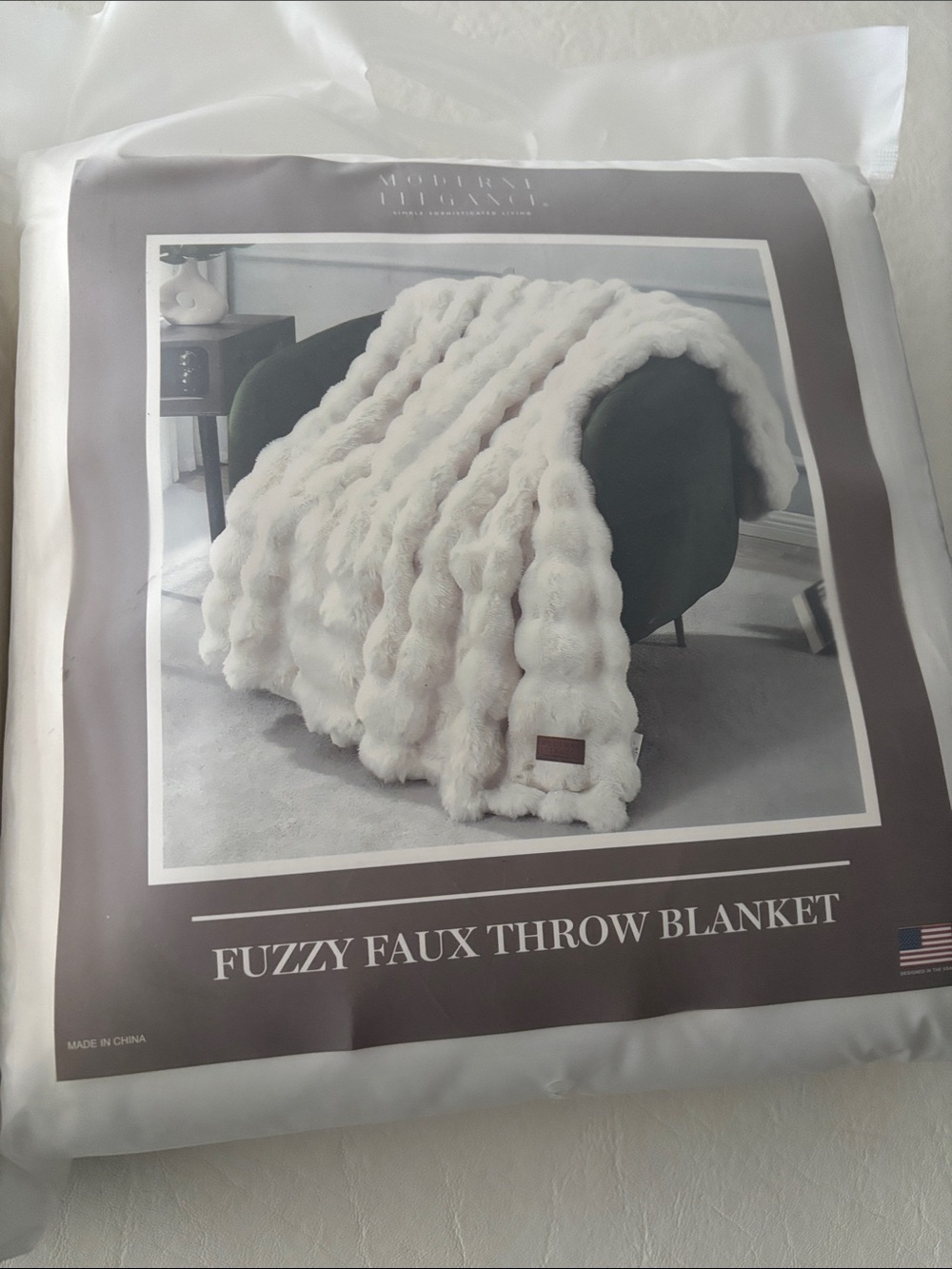 Fuzzy Faux Throw Blanket - Ivory - Picture 1 of 3